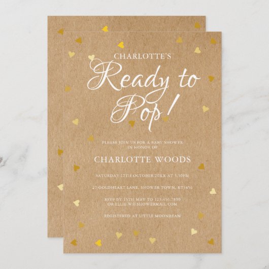 Klaar om te barsten Baby Shower / Strooi Gouden Ha Kaart (Voorkant / Achterkant)