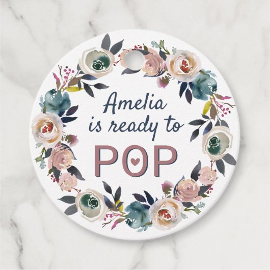 Klaar om te barsten Baby Shower Strooi Popcorn Mou Bedankjes Labels (Voorkant)
