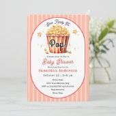 Klaar om te barsten Baby Shower Uitnodiging Popcor (Staand voorkant)