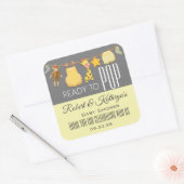 "Klaar om te barsten" gepersonaliseerde babyshower Vierkante Sticker (Envelop)