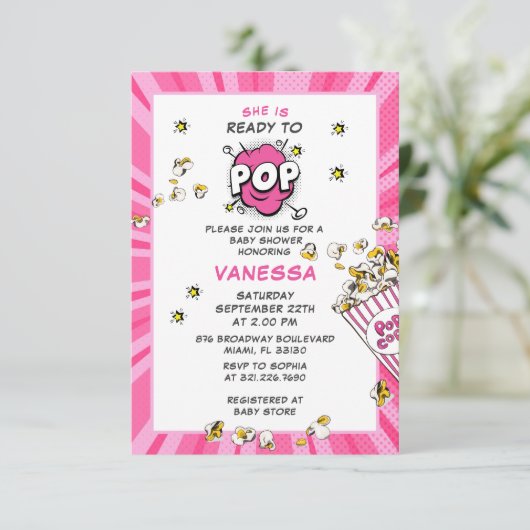 Klaar om te barsten Leuk en modern meisje babyshow Kaart (Staand voorkant)