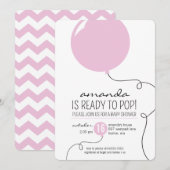 Klaar om te barsten Roze ballon Meisje Baby Shower Kaart (Voorkant / Achterkant)