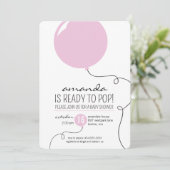 Klaar om te barsten Roze ballon Meisje Baby Shower Kaart (Staand voorkant)