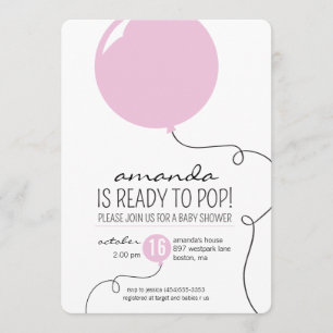 Klaar om te barsten Roze ballon Meisje Baby Shower Kaart