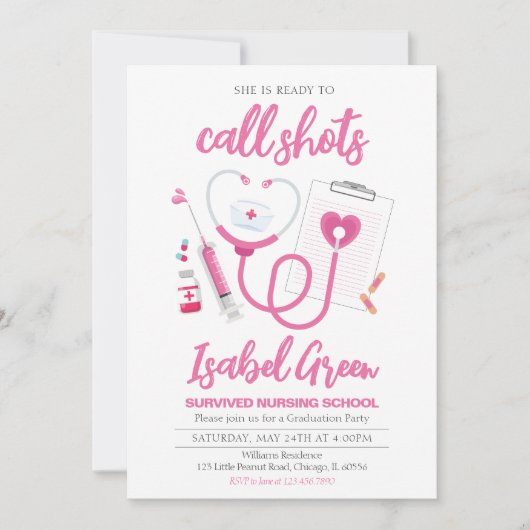 Klaar om te bellen Shots Nurse Afstuderen Kaart (Voorkant)