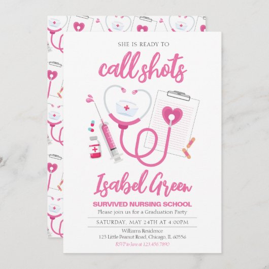 Klaar om te bellen Shots Nurse Afstuderen Kaart (Voorkant / Achterkant)
