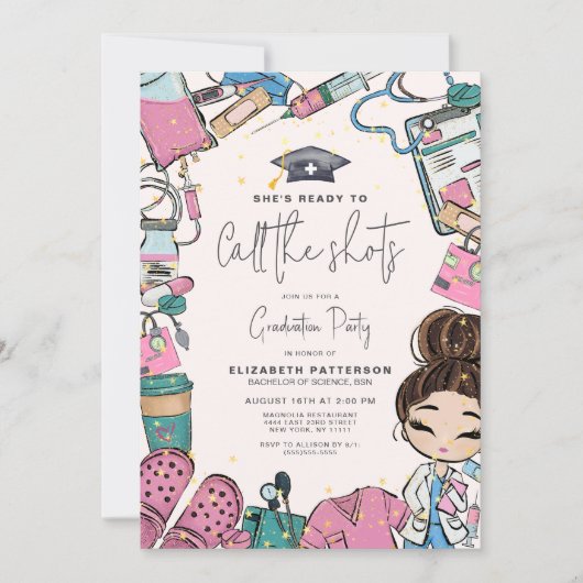 Klaar om te bellen Shots Nurse Graduation Party Kaart (Voorkant)
