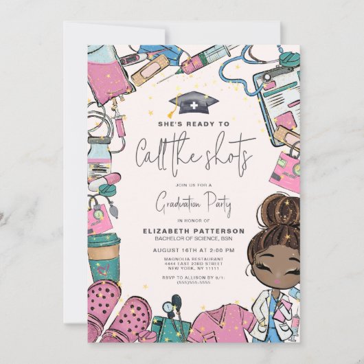 Klaar om te bellen Shots Nurse Graduation Party Kaart (Voorkant)