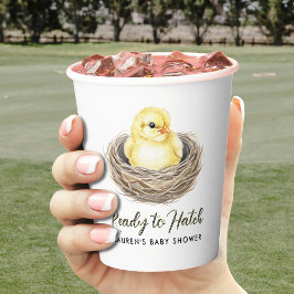 Klaar om te broeden Yellow Spring Chick Baby showe Papieren Bekers