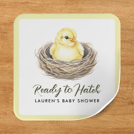 Klaar om te broeden Yellow Spring Chick Baby showe Vierkante Sticker