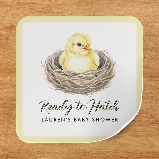 Klaar om te broeden Yellow Spring Chick Baby showe Vierkante Sticker