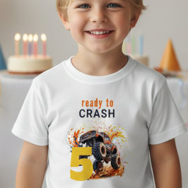 Klaar om te crashen monstertruck verjaardag kinder shirts