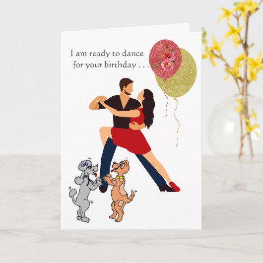 Klaar om te dansen voor je verjaardag kaart (Gele Bloem)