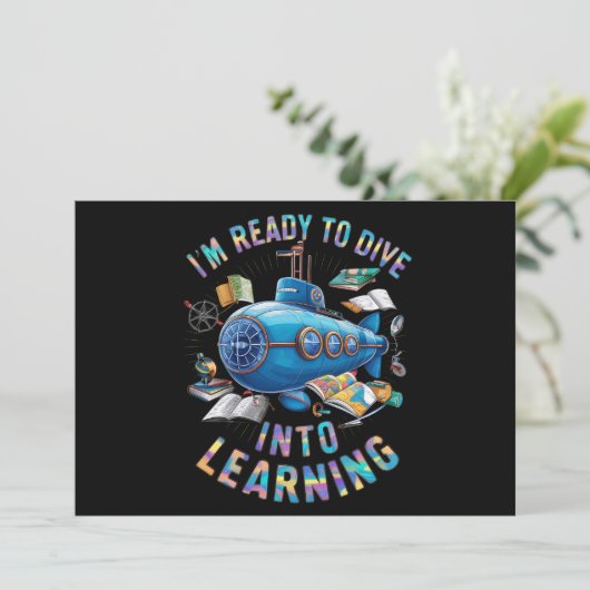 Klaar om te duiken in Learning Back School Submari Kaart (Staand voorkant)