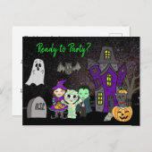Klaar om te feesten, Halloween Haunted House Uitno Briefkaart (Voorkant / Achterkant)