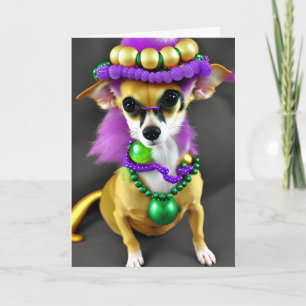 Klaar om te feesten? Mardi Gras Chihuahua Kaart