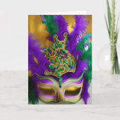 Klaar om te feesten? Mardi Gras Masquerade Make Kaart (Voorkant)