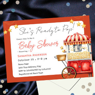 Klaar om te knallen Baby Shower Pofmaïs Retro Kaart