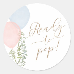 Klaar om te knallen ballon tweeling baby shower ronde sticker