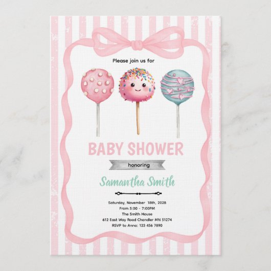 Klaar om te knallen Cake Pop Shower Uitnodiging (Voorkant)