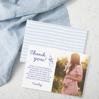 Klaar om te knallen frisdrankfles baby shower foto bedankkaart
