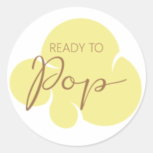 Klaar om te knallen Gele Popcornkorrel Ronde Sticker