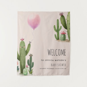 Klaar om te knallen Meisje Ballon Cactus Groen Bab Wandkleed