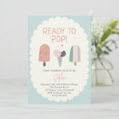 Klaar om te knallen Popsicle Baby Shower Uitnodigi Kaart (Staand voorkant)