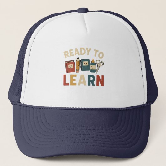 Klaar om te leren | grappig terug naar school trucker pet (Voorkant)