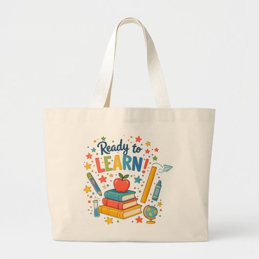 Klaar om te Leren Grote Tote Bag (Voorkant)