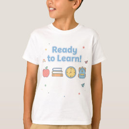 Klaar om te leren – Schattig Minimaal Rugzakontwer T-shirt