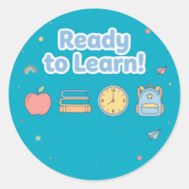 Klaar om te leren Schattig terug naar school Ronde Sticker