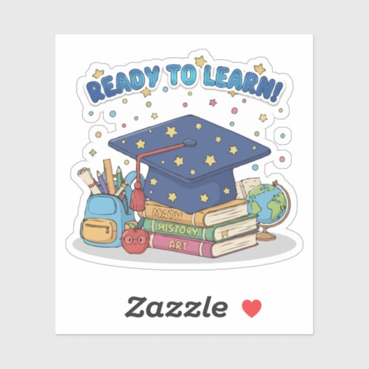Klaar om te leren Schattige schoolspullen Afstuder Sticker (Vel)