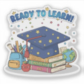 Klaar om te leren Schattige schoolspullen Afstuder Sticker (Voorkant)