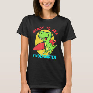 Klaar om te lezen kleuterschool surfen dinosaurus  t-shirt