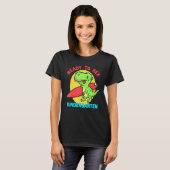 Klaar om te lezen kleuterschool surfen dinosaurus  t-shirt (Voorkant volledig)