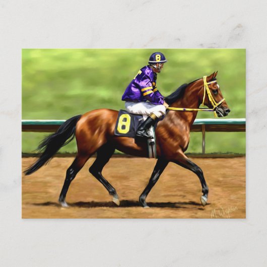 Klaar om te lopen - Race Paard Schilderij Briefkaart (Voorkant)
