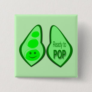 Klaar om te ontploffen Zwangere Groene Erwt Vierkante Button 5,1 Cm