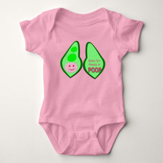Klaar om te poepen Baby Meisje Roze Erwt Baby Body Romper (Voorkant)