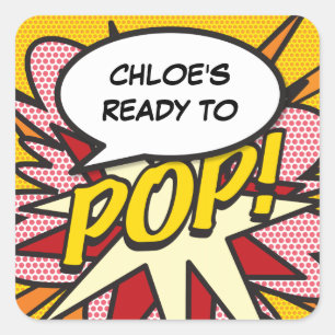 Klaar om te POP Baby Shower Cool Modern Plezier Vierkante Sticker