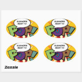 Klaar om te POP Baby Shower Kleurrijke Stripboek Ovale Sticker (Vel)