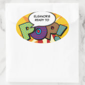 Klaar om te POP Baby Shower Kleurrijke Stripboek Ovale Sticker (Tas)