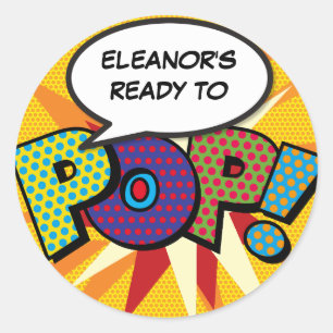 Klaar om te POP Baby Shower Leuk Stripsboek Ronde Sticker