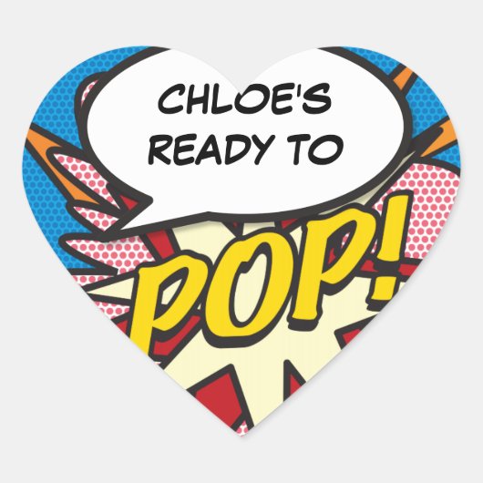 Klaar om te POP Baby Shower Modern Fun Hart Sticker (Voorkant)