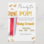 Klaar om te POP! popcorn baby shower uitnodiging (Voorkant)