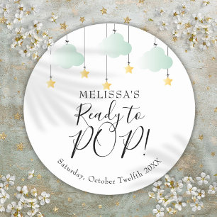 Klaar om te POP Twinkle Twinkle Baby Shower Ronde Sticker