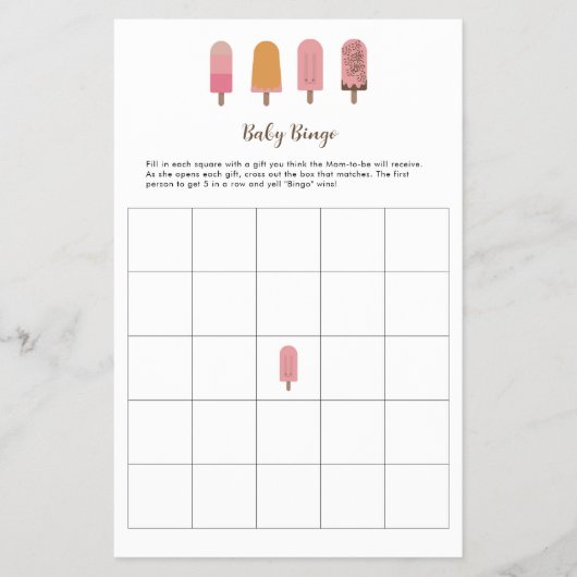 Klaar om te Poppen Baby shower Bingo Activity Game Flyer