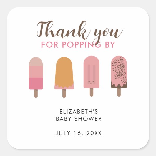 Klaar om te Poppen Baby shower Dank u Vierkante Sticker (Voorkant)