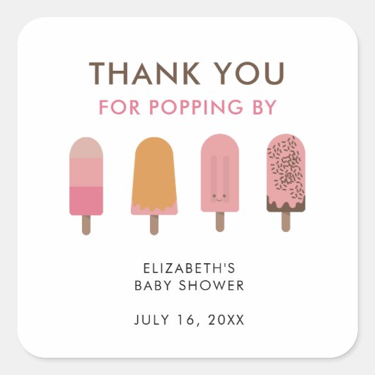 Klaar om te Poppen Baby shower Dank u Vierkante Sticker (Voorkant)