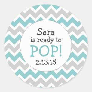 Klaar om te Poppen Baby shower Favor / blauwgroen  Ronde Sticker